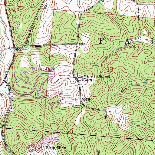 Topographic Map of Morris Chapel, OH