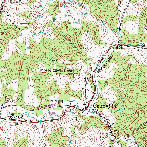Topographic Map of Morse - Lewis Cemetery, OH