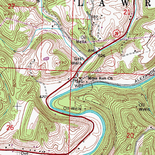 Topographic Map of Moss Run Church, OH