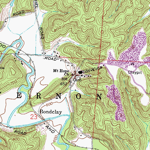 Topographic Map of Mount Hope Church, OH