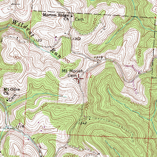 Topographic Map of Mount Moriah Cemetery, OH