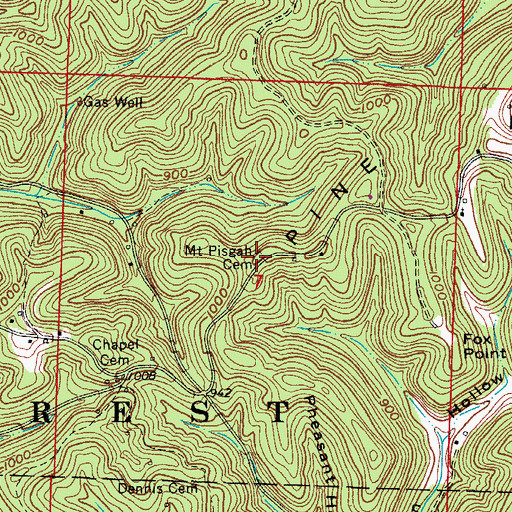Topographic Map of Mount Pisgah Cemetery, OH