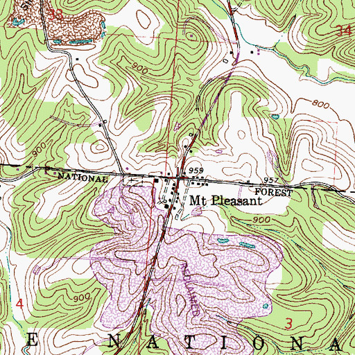 Topographic Map of Mount Pleasant, OH