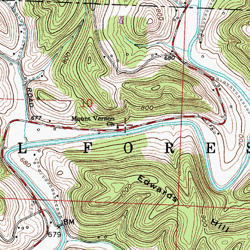 Topographic Map of Mount Vernon Church, OH