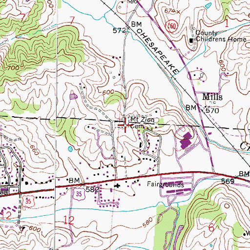 Topographic Map of Mount Zion Cemetery, OH