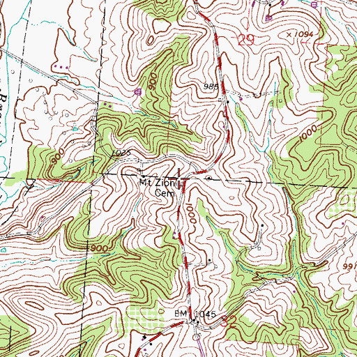 Topographic Map of Mount Zion Cemetery, OH