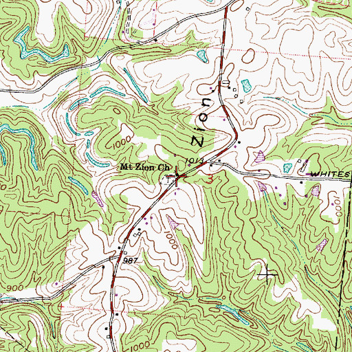 Topographic Map of Mount Zion Church, OH