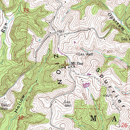 Topographic Map of Mount Zion Bible Christian Church, OH