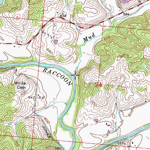 Topographic Map of Mud Creek, OH