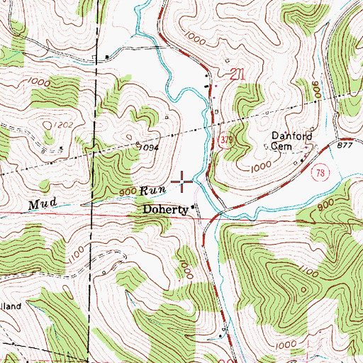 Topographic Map of Mud Run, OH