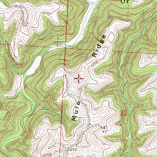 Topographic Map of Mule Ridge, OH