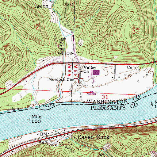 Topographic Map of Murdock Cemetery, OH