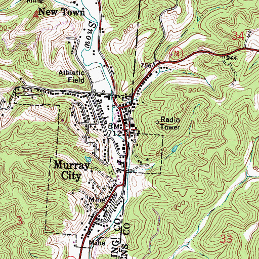 Topographic Map of Murray City, OH