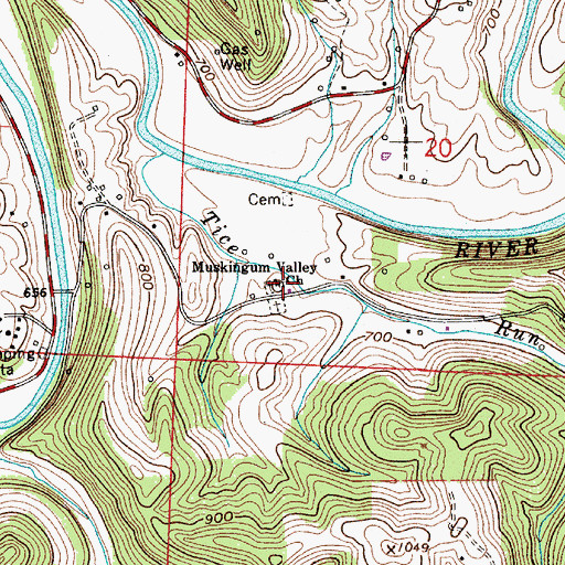 Topographic Map of Muskingum Valley Church, OH