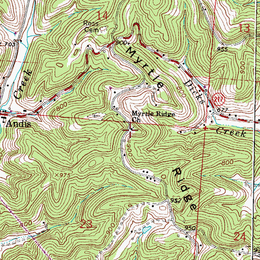 Topographic Map of Myrtle Ridge Church, OH
