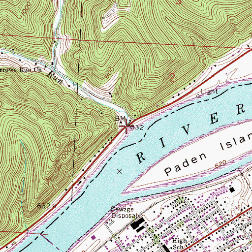 Topographic Map of Narrows Run, OH