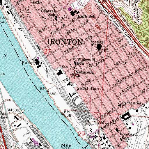 Topographic Map of Nazarene Church, OH