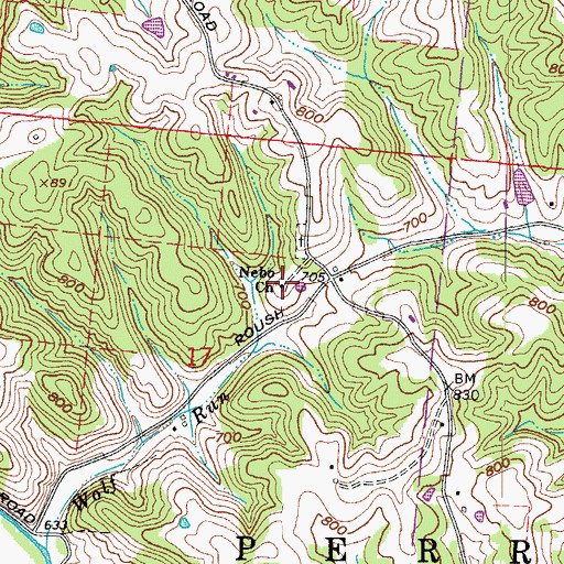 Topographic Map of Nebo Church, OH
