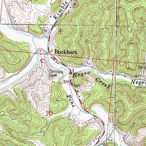 Topographic Map of Negro Creek, OH