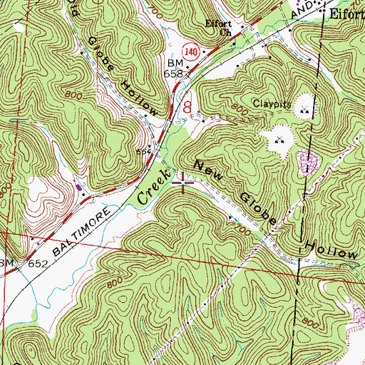 Topographic Map of New Globe Hollow, OH