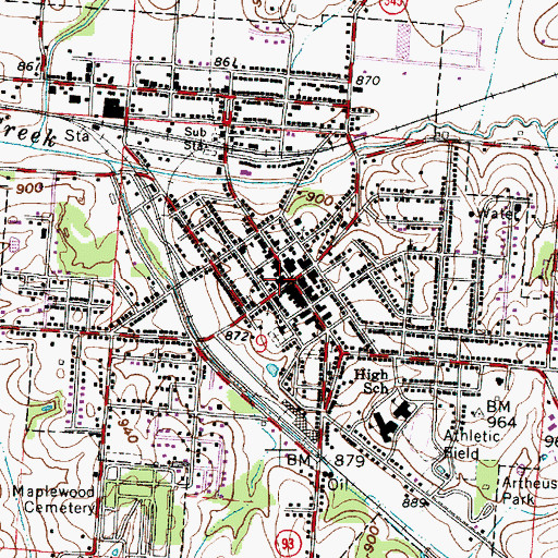 Topographic Map of New Lexington, OH