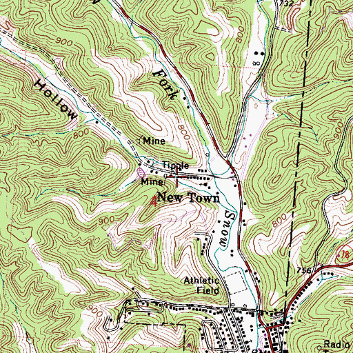 Topographic Map of New Town, OH