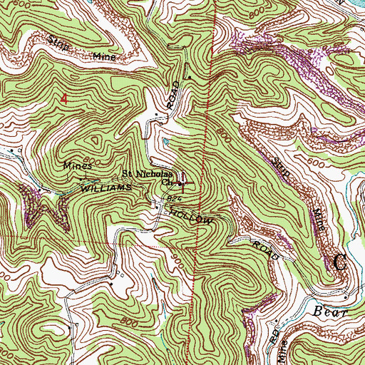 Topographic Map of Nicholas Church, OH