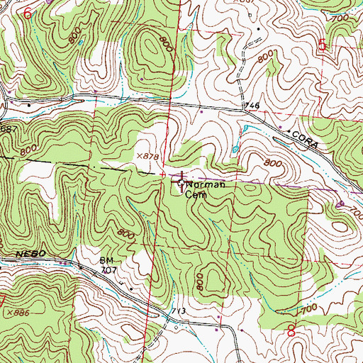 Topographic Map of Norman Cemetery, OH