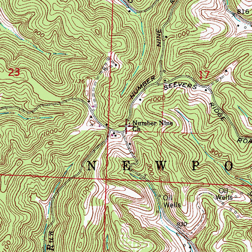Topographic Map of Number Nine Church, OH