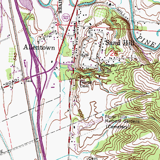 Topographic Map of Nurse Cemetery, OH