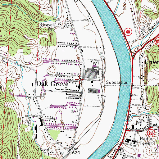 Topographic Map of Oak Grove, OH