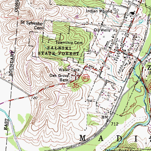 Topographic Map of Oak Grove Cemetery, OH