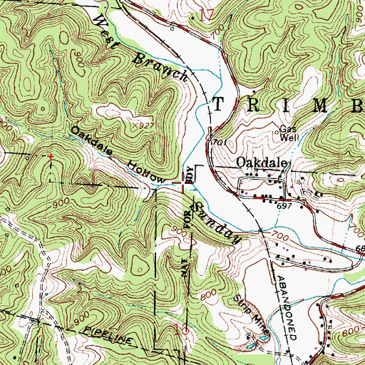 Topographic Map of Oakdale Hollow, OH