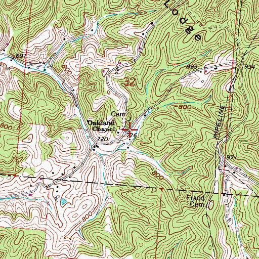 Topographic Map of Oakland Chapel, OH
