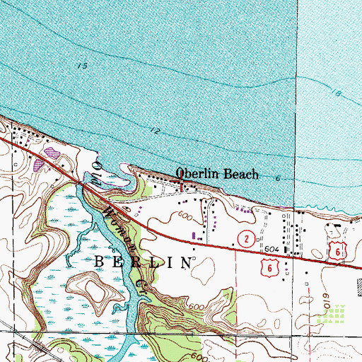 Topographic Map of Oberlin Beach, OH