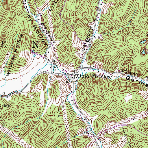 Topographic Map of Ohio Furnace, OH