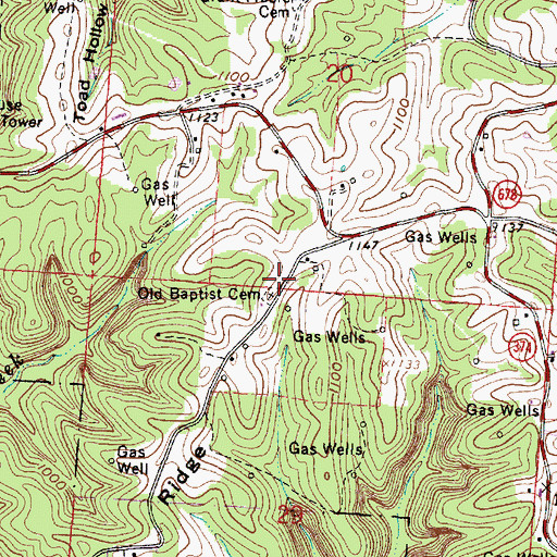 Topographic Map of Old Baptist Cemetery, OH