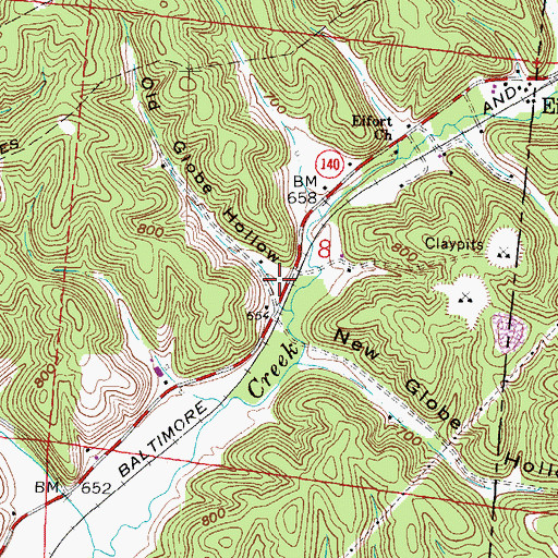 Topographic Map of Old Globe Hollow, OH