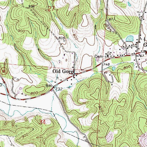 Topographic Map of Old Gore, OH