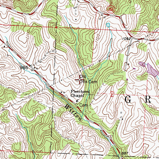 Topographic Map of Old Otts Cemetery, OH
