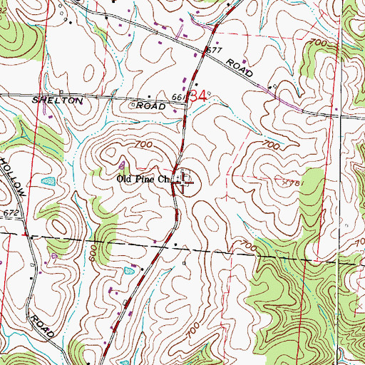 Topographic Map of Old Pine Church, OH