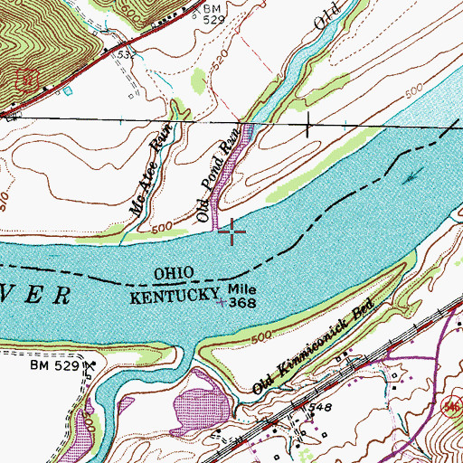 Topographic Map of Old Pond Run, OH