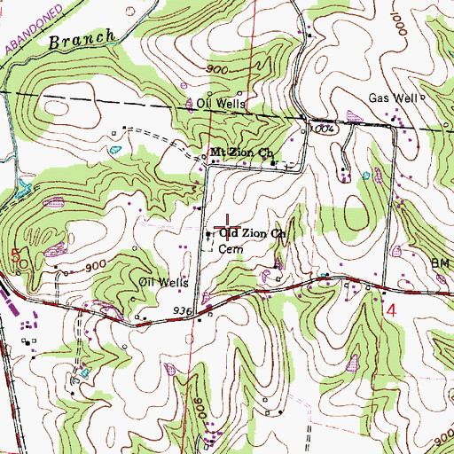Topographic Map of Old Zion United Brethren Church, OH