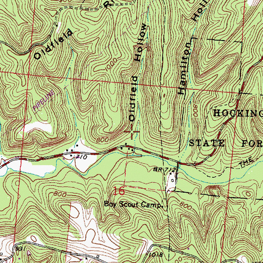 Topographic Map of Oldfield Hollow, OH
