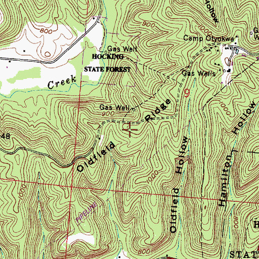 Topographic Map of Oldfield Ridge, OH