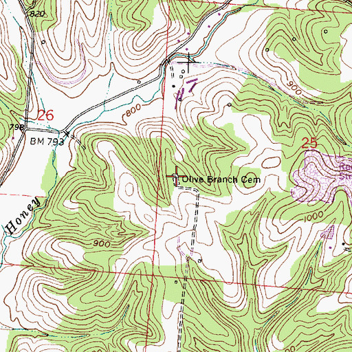Topographic Map of Olive Branch Cemetery, OH