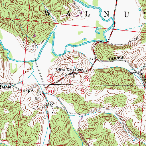 Topographic Map of Olive Church, OH
