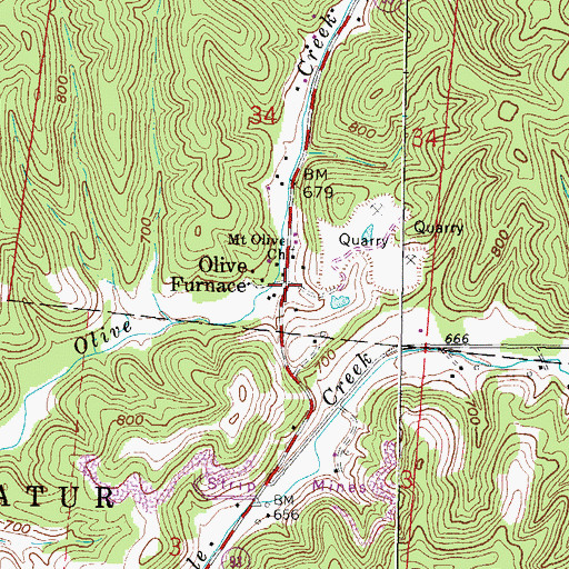 Topographic Map of Olive Furnace, OH