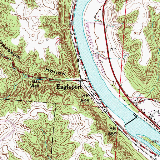 Topographic Map of Opossum Hollow, OH