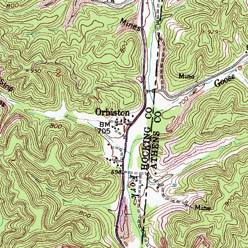 Topographic Map of Orbiston, OH